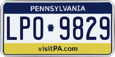 PA license plate LPO9829