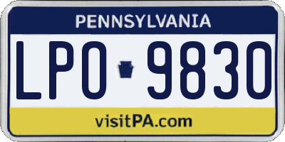 PA license plate LPO9830