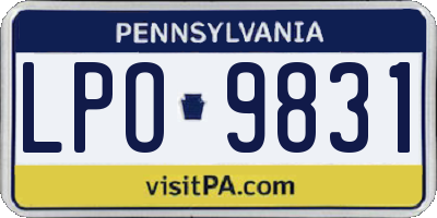 PA license plate LPO9831