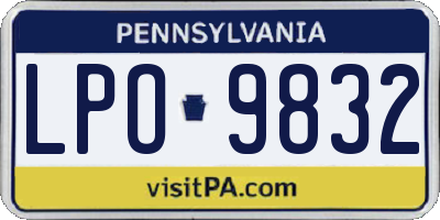 PA license plate LPO9832
