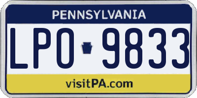 PA license plate LPO9833