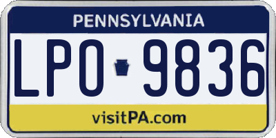PA license plate LPO9836