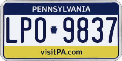 PA license plate LPO9837