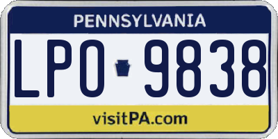 PA license plate LPO9838