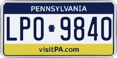 PA license plate LPO9840
