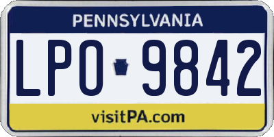 PA license plate LPO9842