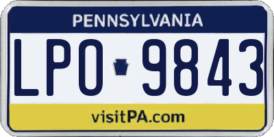 PA license plate LPO9843