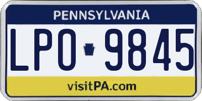 PA license plate LPO9845