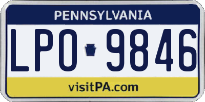 PA license plate LPO9846
