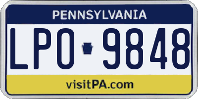 PA license plate LPO9848