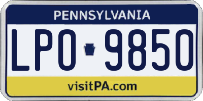 PA license plate LPO9850