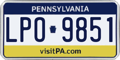 PA license plate LPO9851