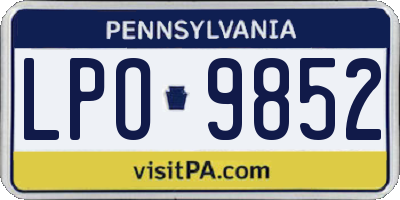 PA license plate LPO9852