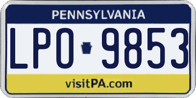 PA license plate LPO9853