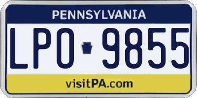 PA license plate LPO9855