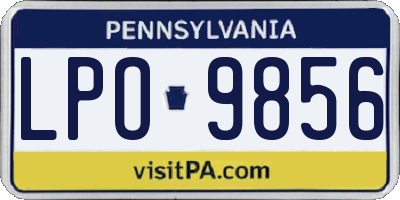 PA license plate LPO9856