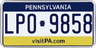 PA license plate LPO9858