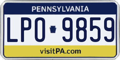 PA license plate LPO9859