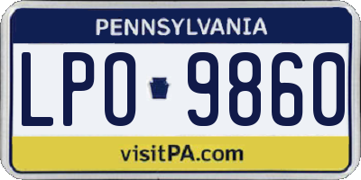 PA license plate LPO9860