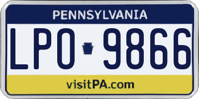 PA license plate LPO9866