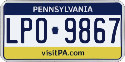 PA license plate LPO9867