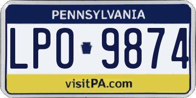 PA license plate LPO9874