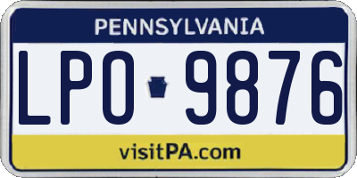 PA license plate LPO9876