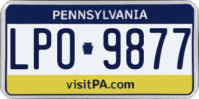 PA license plate LPO9877