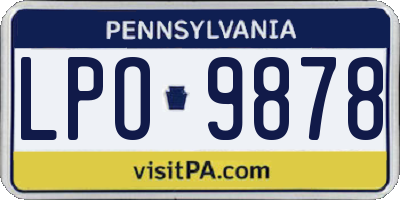 PA license plate LPO9878