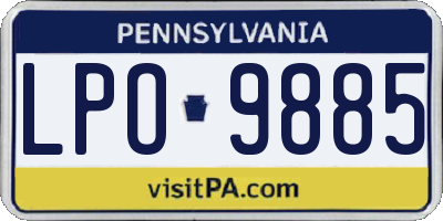 PA license plate LPO9885