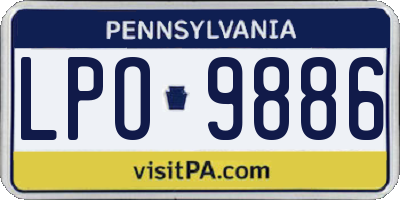PA license plate LPO9886
