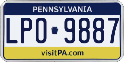 PA license plate LPO9887