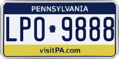 PA license plate LPO9888