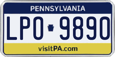 PA license plate LPO9890
