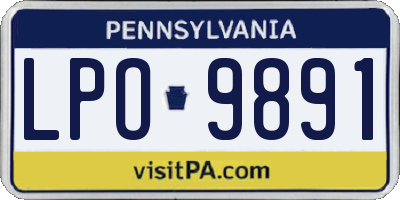 PA license plate LPO9891
