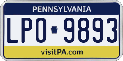 PA license plate LPO9893