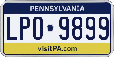 PA license plate LPO9899