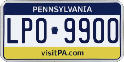 PA license plate LPO9900