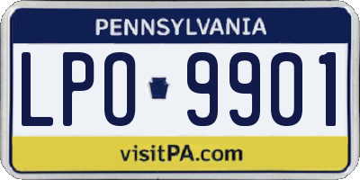 PA license plate LPO9901