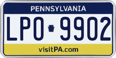 PA license plate LPO9902