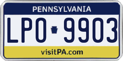 PA license plate LPO9903