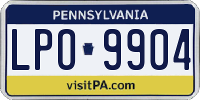 PA license plate LPO9904