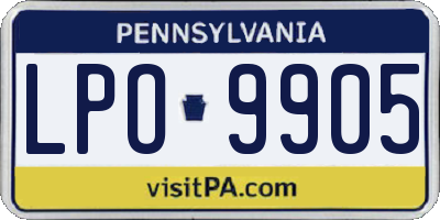 PA license plate LPO9905