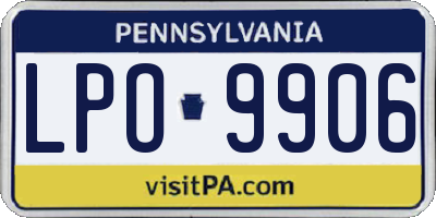 PA license plate LPO9906