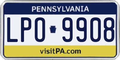 PA license plate LPO9908