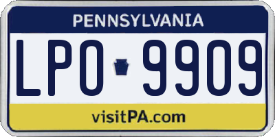 PA license plate LPO9909