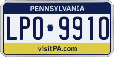 PA license plate LPO9910
