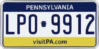 PA license plate LPO9912