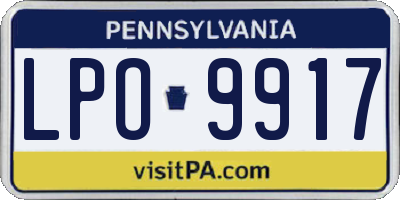 PA license plate LPO9917