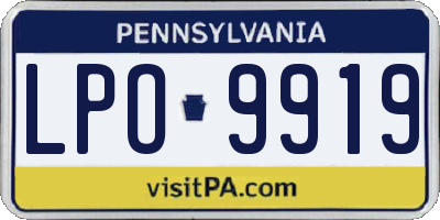 PA license plate LPO9919
